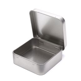 1PC Portable Mini Metal Tins Conteneur carré à charnière Flip Storage Boîte en étain Small Kit Bijoux Organisateur de préservatif