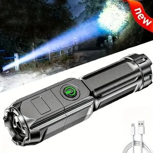 1pc Powerful Zoomable Flashlight, Outdoor Multi-functional Portable Home Small Flashlight, Telescopic Zoom Light