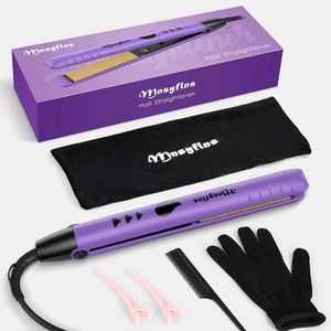 1PC Purple Hair Saidener et Curling Fer avec écran LCD, double tension et température réglable - Cadeau parfait pour les femmes et les filles