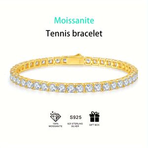Bracelet de Tennis doré S Moissanite, 1 pièce, 1ct/0,5ct/0,3ct/0,1ct/hommes femmes/Bracelet de tempérament pour petit ami et petite amie