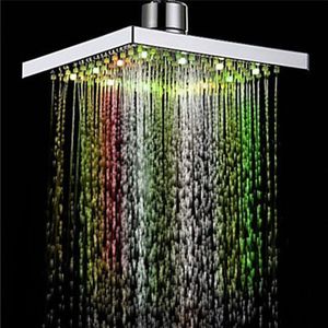 1PC pomme de douche tête carrée lumière eau de pluie 26 maison salle de bain LED changement automatique douche 7 couleurs pour salle de bain livraison directe Apr12219d