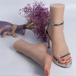 1 pièce de mannequin de pied féminin en silicone, simulation de veine amincissante, accessoires de manucure allongés, affichage de tir, modèle de pied, l'articulation peut être pliée E122