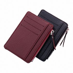 1PC Small Women Wallet Credit Multi-Carte Holders Package Fi Pu Leather Zipper Ultra-Thin Organizer Case Student Coin Purse X13Z #
