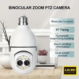Caméra de surveillance d'ampoule intelligente 1pc, enregistrement simultané binoculaire, moniteur IP intérieur de sécurité sans fil 1080p, vision nocturne infrarouge, voix bidirectionnelle