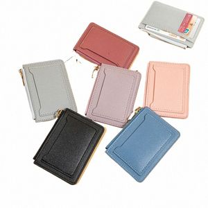 1pc Ultra-Thin Women Men Men Credit Card Holder PU Leather Zipper Fi Small Wallet Mey Bag Case Coin Clip Clip Organizer O6BK #