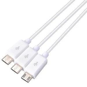 Câble Micro USB 2.0 mâle vers 3, 1 pièce, pour chargement de téléphone, séparateur en Y, Transmission de données cellulaires de 1M/3 pieds de longueur