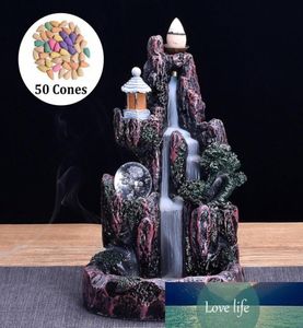 1 PC cascade brûleur d'encens en céramique montagne rivière porte-encens cascade porcelaine reflux Buddhi support avec 50 cônes 5699744