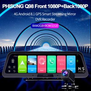 1 pièces 10 pouces 4G enregistreur de conduite vidéo caméra arrière rétroviseur voiture DVR Android 8 1 greffier GPS WiFi 2 32G FHD 1080P196y