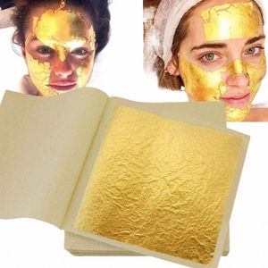 1pcs 24K pur véritable feuille d'or comestible feuille beauté masque papier réduire les ridules anti-âge éclaircir soins de la peau masques faciaux 06hZ #