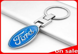 1 stücke 3D Metall Auto Schlüsselbund Kreative Doppelseitige Logo Schlüssel Ring Zubehör Für Ford Mustang Explorer FIESTA Fokus Kuga Schlüsselanhänger8646518