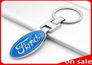 1PCS 3D Metal Car Keychain Creative DoubleSided Logo Key Ring Accessoires pour Ford Mustang Explorer Fiesta Focus Kuga Keychains9965886