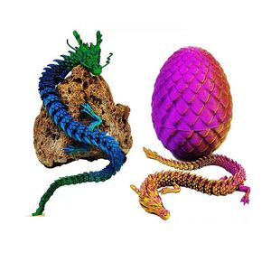 Traje de dragón chino con impresión 3D, huevo de dragón, color degradado, dragón de cristal, seda, bisagra de mano, adornos de dragón, juguete para regalo