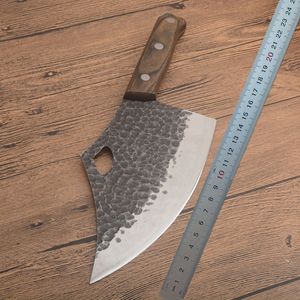 1 Uds. Cuchillo de carnicero de 7 pulgadas, cuchillos de Chef chinos multiusos, cuchillo de carnicero de acero inoxidable con alto contenido de carbono, hoja resistente, mango de madera de Color completo