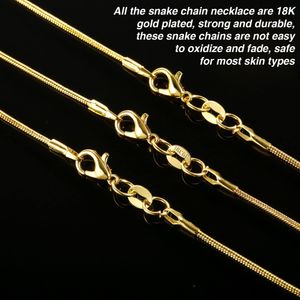 1 pièces classique 2MM fermoirs à homard or Fine chaîne de serpent collier 16-30 pouces pour homme femmes 14K or rempli pendentif collier chaîne de chandail prix usine