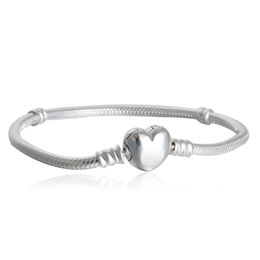 1 pcs Drop Shipping Usine Coeur Argent Plaqué Charme Bracelets Serpent Chaîne Fit pour pandora Bracelet Bracelet Femmes Enfants Cadeau D'anniversaire B002