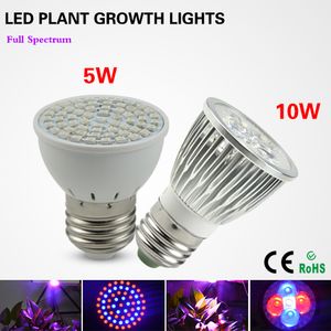 1Pcs Full Spectrum E27 5W 10W LED Grow lights lamp AC110V / 220V Growth Bulb For Plant Flower Hydroponics system Growing Box