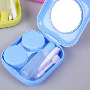 1pcs niña contenedor de lentes de contacto sólido con lentes pinzas espejo para mujeres cajas de lentes de contacto kit de caja de cajas de gafas
