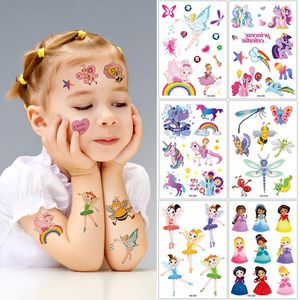 1pcs paillette dessin animé licorne sirène tatouage temporaire autocollants enfants imperméables tatoo art faux tatouages décoration 240418