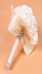 1 pièces ivoire nouvelle demoiselle d'honneur décoration de mariage fleurs en mousse Rose Bouquet de mariée blanc Satin romantique mariage Bouquet pas cher 9627383