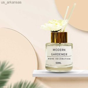 1pcs Modern Garden Series Home Fragrance 50ml Reed Diffuser Set avec Artifitial Flower et White Fiber Reed Sticks Home Decor L230523