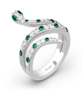 1 PPC NUEVA FALLA RELLACIÓN EN TRIMELO DE AGUA GREEN BLANCO Lindo serpiente de zinc Aleación plateado Rings Cool Rings para mujeres Joyas de animales Q07086329741