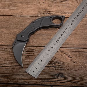1 Uds Karambit hoja plegable garra cuchillo 440C hoja recubierta de titanio mango de acero supervivencia al aire libre táctico carpeta cuchillos