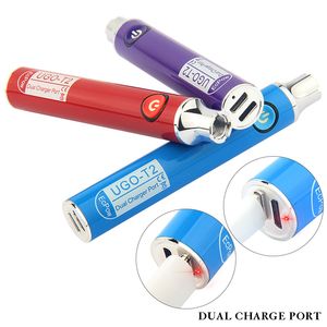 Ugo Ugo T3 avec la batterie T2 de l'ego T2 Dual USB Charger Conception de la cigarette 510 Thread Vape Pen 1300mAh Rechargeable Préchauffe VV Batterys