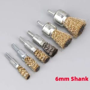 1Pcs Professionelle 6mm Schaft Kupfer Überzug Edelstahl Draht Rad Pinsel Grinder Dreh Werkzeug Pleuel Polieren Pinsel