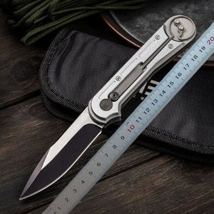 1 Unids de Calidad Superior 815F Cuchillo Plegable de Supervivencia 9Cr13Mov Óxido Negro + Dibujo de Alambre Hoja de Punto de Gota Mango de Aleación de Aluminio EDC Navajas de Bolsillo Con Bolsa de Nylon