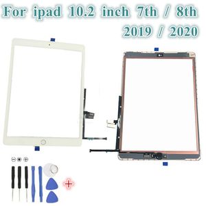 1 pièces écran tactile numériseur panneau de verre extérieur avec bouton d'accueil Flex support en caoutchouc outils adhésifs pour ipad 7 8 e 10 2 pouces noir 227O