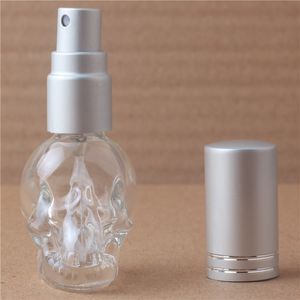 1 unidad de botellas de Perfume de viaje con diseño de calavera 3D de 8ml, MIni atomizador de Perfume recargable, botella de vidrio portátil con 10 colores