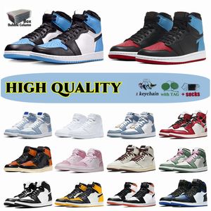 Avec la boîte Jumpman Basketball Chaussures High Mid hommes femmes Noir Blanc Cactus Jack Banned Silver Toe Rust Pink Pine Green Prototype trainers outdoor Mens Sneakers