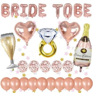 1set Rose Gold Bride To Be Foil Globos Kit Ducha nupcial Bachelor Theme Party Globo Decoración Suministros de boda 220524