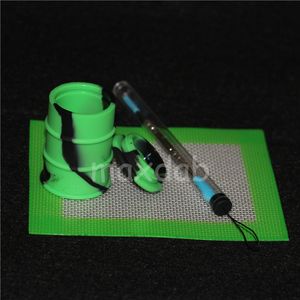 1 ensemble de pots de cire de silicone avec tampons en silicone tapis 26 ml baril tambour conteneur dabber outil pour pots d'herbes sèches dab