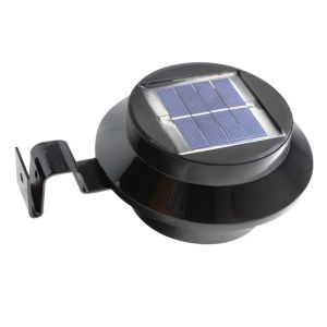 1x 3 LED contrôle du capteur de lumière lampes solaires de gouttière de clôture à énergie solaire, lampes solaires de sécurité extérieure couleur noire blanc froid 12 LL