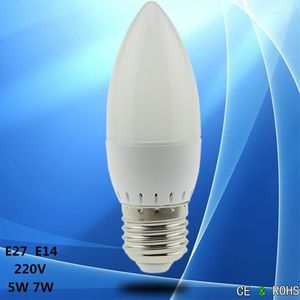 1 lámpara LED E27 de 220v, 5w, 7w, lámparas de maíz blancas cálidas/frías, lámpara de araña de cristal, iluminación de velas, decoración del hogar