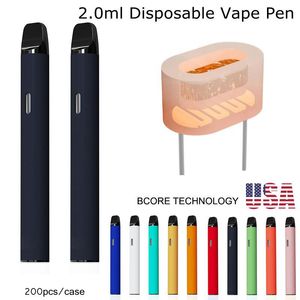 Stylo vide de 2,0 ml USA STOCK Appareils de 2 grammes Batterie rechargeable de 350 mah 200 pièces / caisse Livraison locale en 2 à 5 jours D11 Bobine en céramique améliorée Stylos à code B