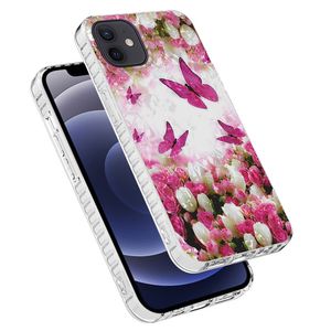 Étuis antichoc en TPU souple à fleurs de 2,0 mm pour iPhone 13 Pro Max 12 mini 11 XR XS 7 8 PLUS SE 2022 Papillon Marbre Coeur Amour Peau Couverture arrière de téléphone portable