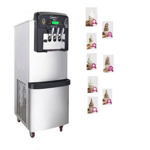 Máquina de helado vertical 2+1 sabor a fruta mixta material de acero inoxidable con 4 ruedas para fácil movimiento 7 días sin limpieza Sistema de frío Vertical 8 formas