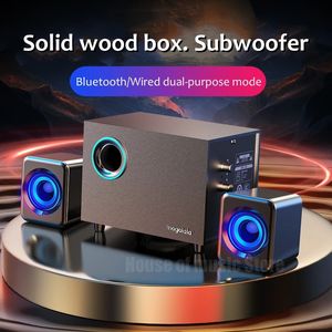 2.1 Bureau en bois multimédia Bluetooth Ser Wired Computer Subwoofer pour PC ordinateur portable TV Android Mobile Gaming Hi-Fi Stéréo 240422