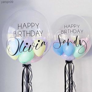 2/1Pc 18/24/36inch Bubble Balloon with Custom Name Sticker Personaled Sticker for Wedding Birthday Baby Shower Party Decorations L230626