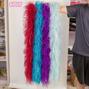 2 4 6 8 10 pli épais vert boa moelleux des plumes à autruche douce châles de fête de fête personnalisée bricolage couture panache écharpe 2 mètres