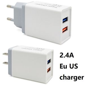 Adattatore per caricabatterie da muro da viaggio per casa AC 2.4A Eu US doppio USB per iPhone 7 8 x 11 Samsung htc prezzo di fabbrica