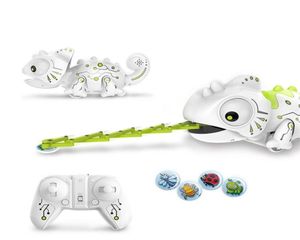 2 4CHz RC Robot Dinosaurio Juguetes Camaleón Mascota Luz cambiable Control remoto Modelo electrónico Animal Robot inteligente Kit Juguetes Y201761313