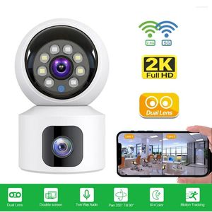 Mini caméra Wifi d'intérieur sans fil 2.4G/5G, écran à double objectif, Audio, Surveillance à domicile intelligente, CCTV, application V380 Pro