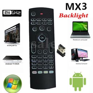 2.4G Control remoto MX3 X8 Retroiluminado Fly Air Mouse Controlador de teclado de juego inalámbrico con sensor de movimiento para Smart TV Android 11.0 TVBox X96 Mate H96