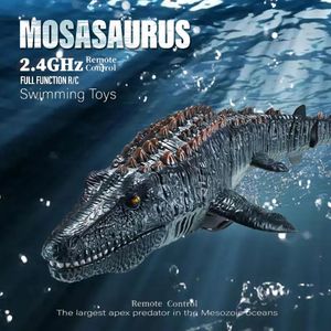 Dinosaure télécommandé 2.4G pour enfants Mosasaurus jouets de plongée bateau Rc avec eau de pulvérisation légère pour piscine salle de bain jouets de bain