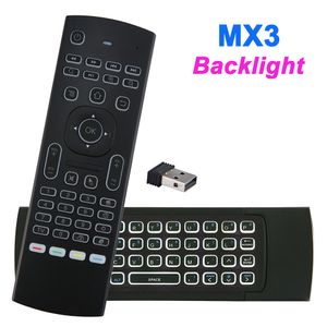 Télécommande 2.4G MX3 X8 rétroéclairé Fly Air Mouse, contrôleur de clavier de jeu sans fil avec capteur de mouvement pour Smart TV Android 11.0 TVBox X96 Mate H96
