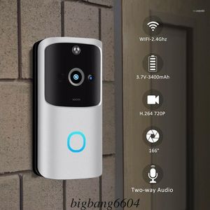 Timbre inteligente inalámbrico WiFi de 2,4G, cámara de vídeo, timbre de puerta remoto, intercomunicador, timbre CCTV, aplicación de teléfono, seguridad para el hogar