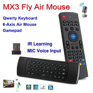 Clavier X8 avec micro vocal rétroéclairé 2,4 GHz sans fil MX3 QWERTY IR Mode d'apprentissage Fly Air Mouse Télécommande pour PC Android TV Box MX3-M